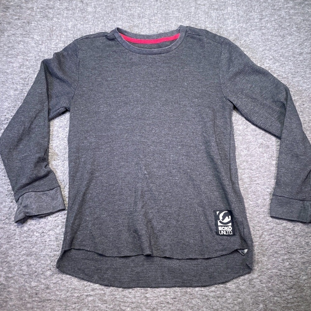 Ecko Unltd Shirt Womens Medium Long Sleeve Crew Neck Thermal Logo Warm